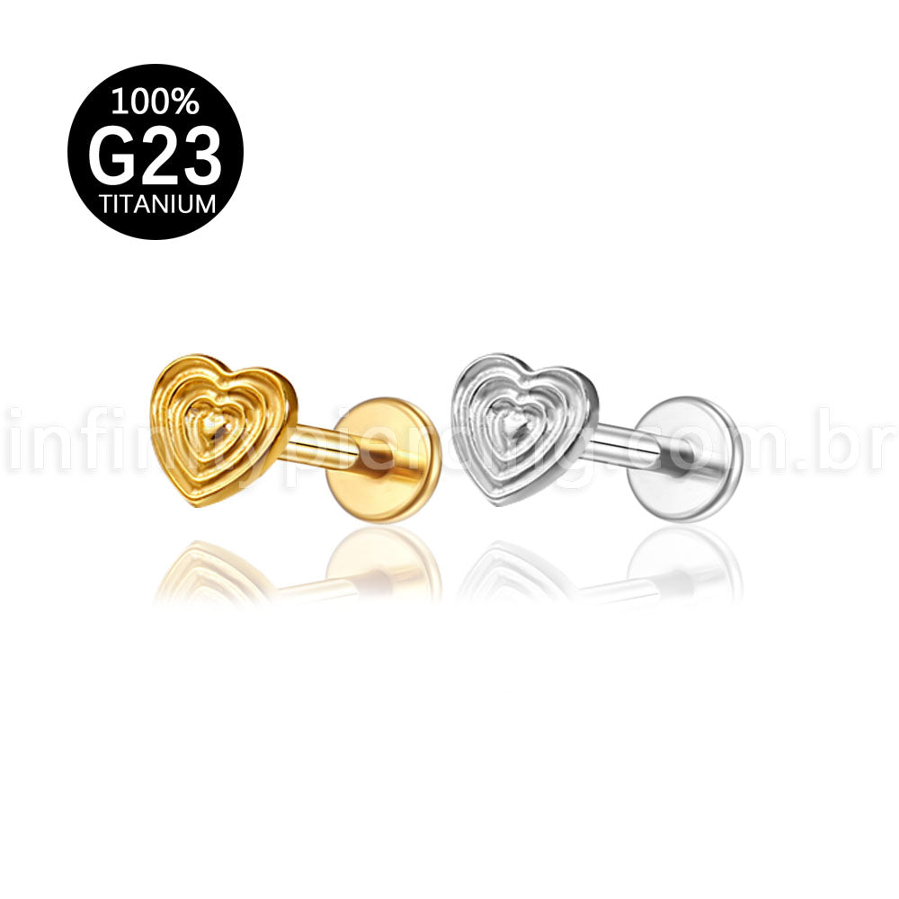 Piercing Labret Titânio Coração